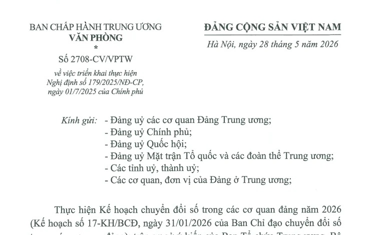 Người làm chuyển đổi số trong cơ quan Đảng được hưởng hỗ trợ đến khi phê duyệt vị trí việc làm mới