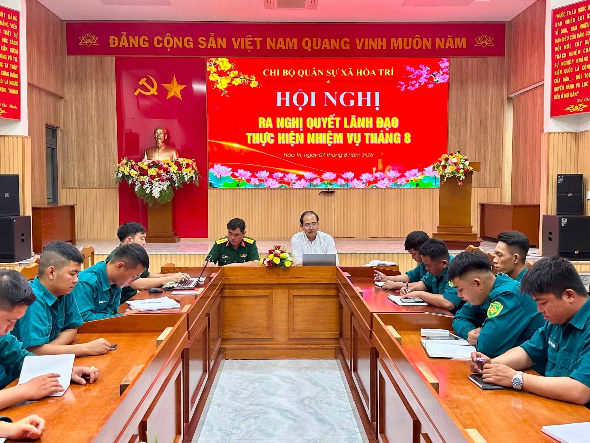 Chi bộ Quân sự xã Hòa Trí ra Nghị quyết lãnh đạo thực hiện nhiệm vụ tháng 8 năm 2026 