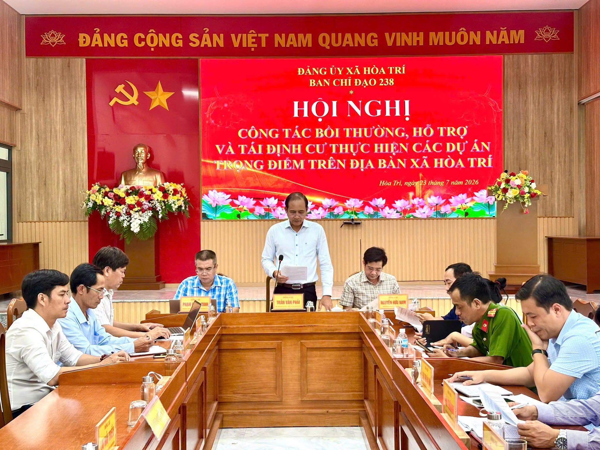 Ban chỉ đạo 238 xã Hòa Trí họp đánh giá tiến độ công tác bồi thuồng, hỗ trợ và tái định cư các dự án trọng điểm