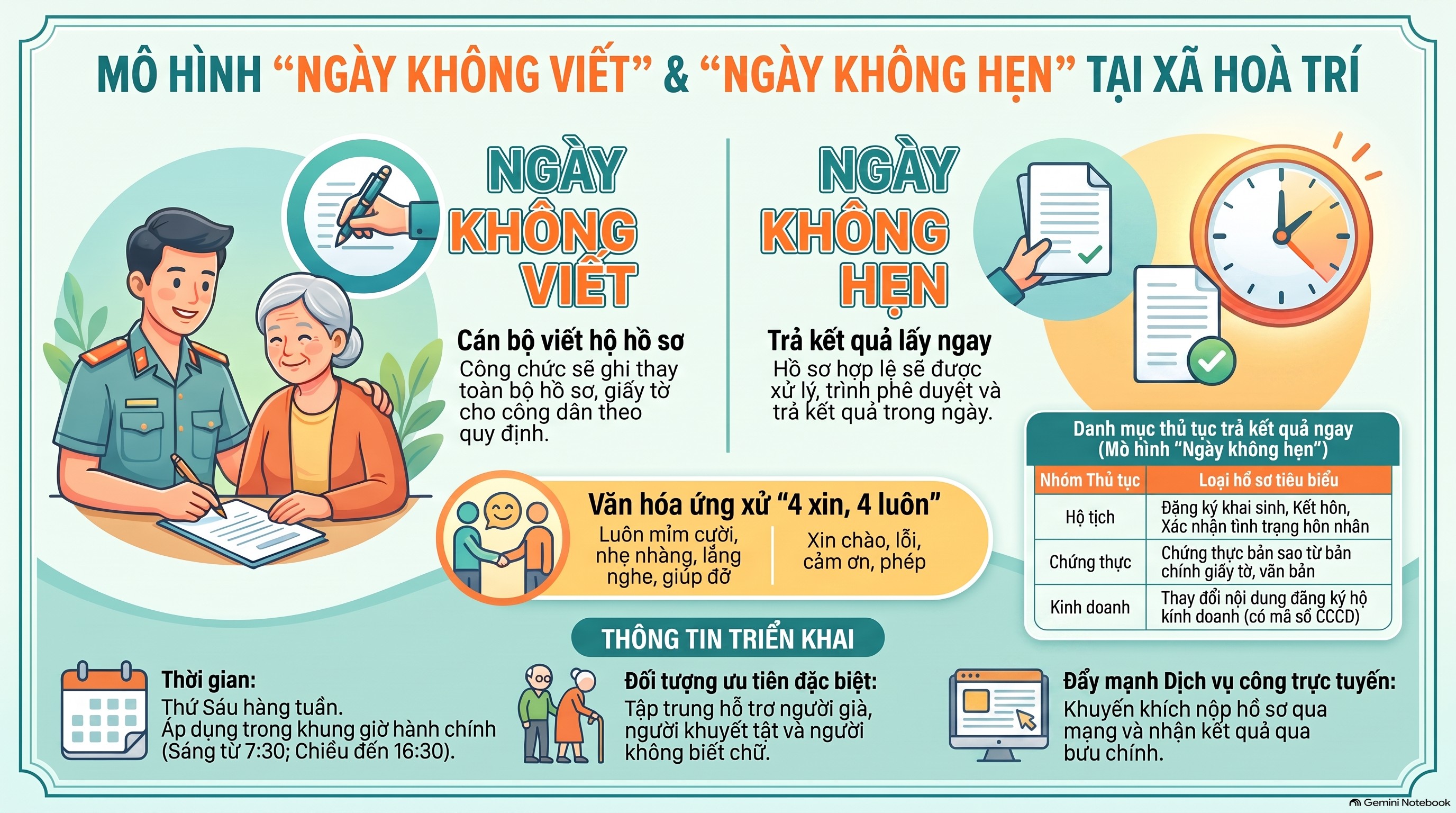 Xã Hòa Trí triển khai "Ngày không viết", "Ngày không hẹn" - Tạo thuận lợi, giảm thời gian cho người dân