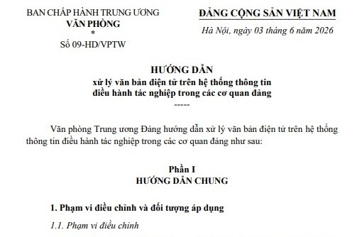 Hướng dẫn xử lý văn bản điện tử trên hệ thống thông tin điều hành tác nghiệp trong các cơ quan đảng
