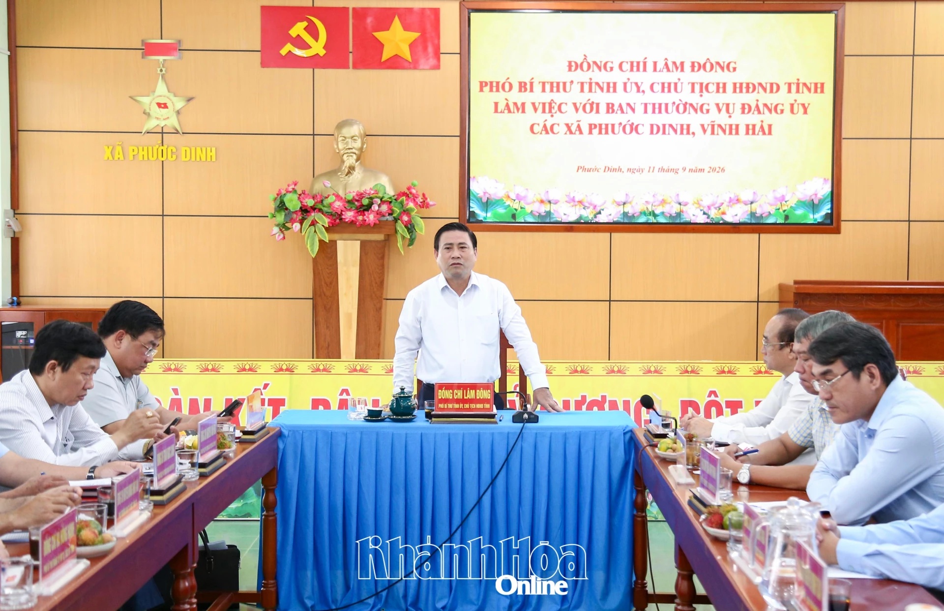 Phó Bí thư Tỉnh ủy, Chủ tịch HĐND tỉnh Lâm Đông làm việc với Ban Thường vụ Đảng ủy 2 xã Phước Dinh và Vĩnh Hải
