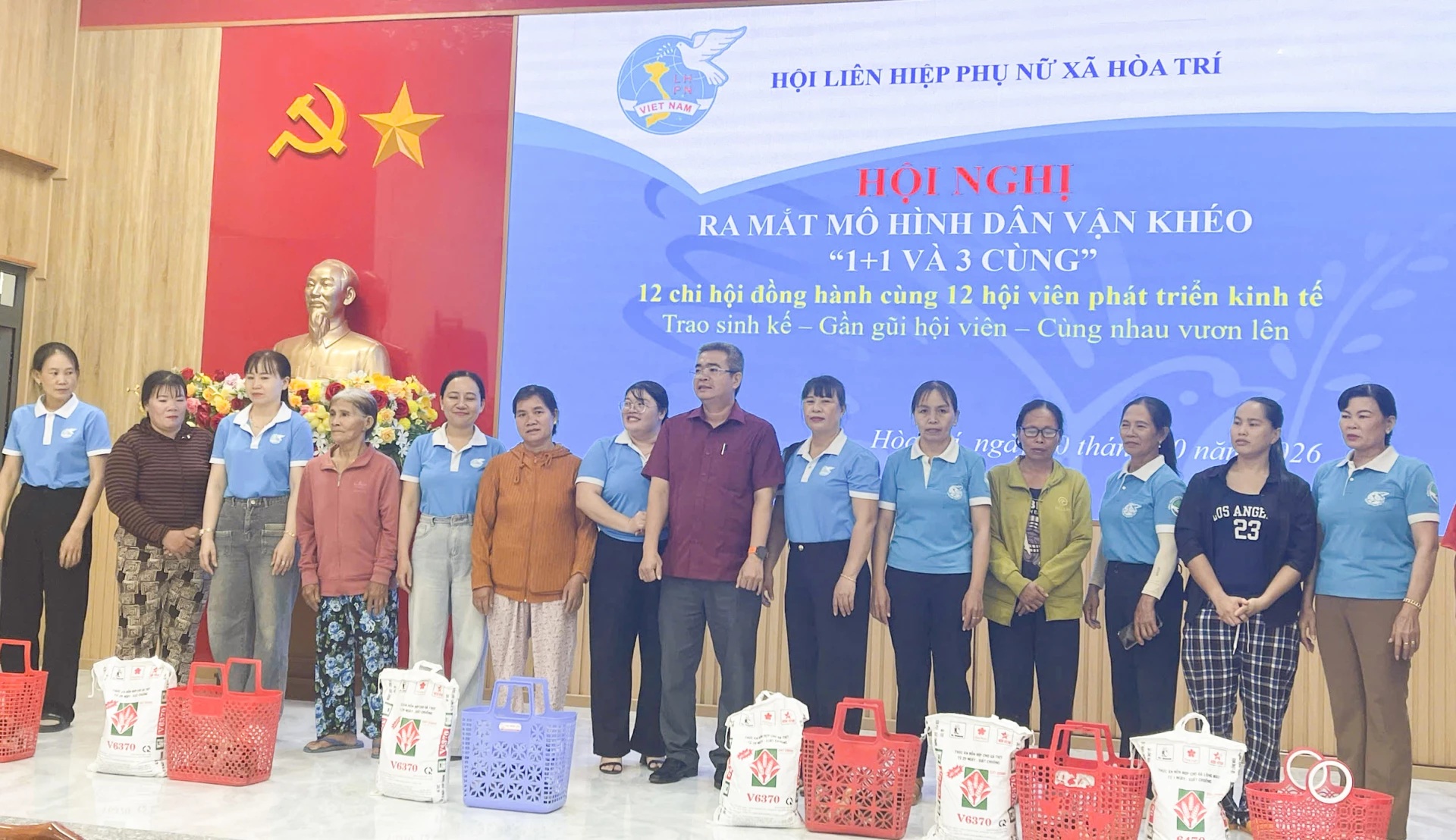 Hội Liên hiệp Phụ nữ xã Hòa Trí ra mắt mô hình Dân vận khéo “1 + 1 và 3 cùng”