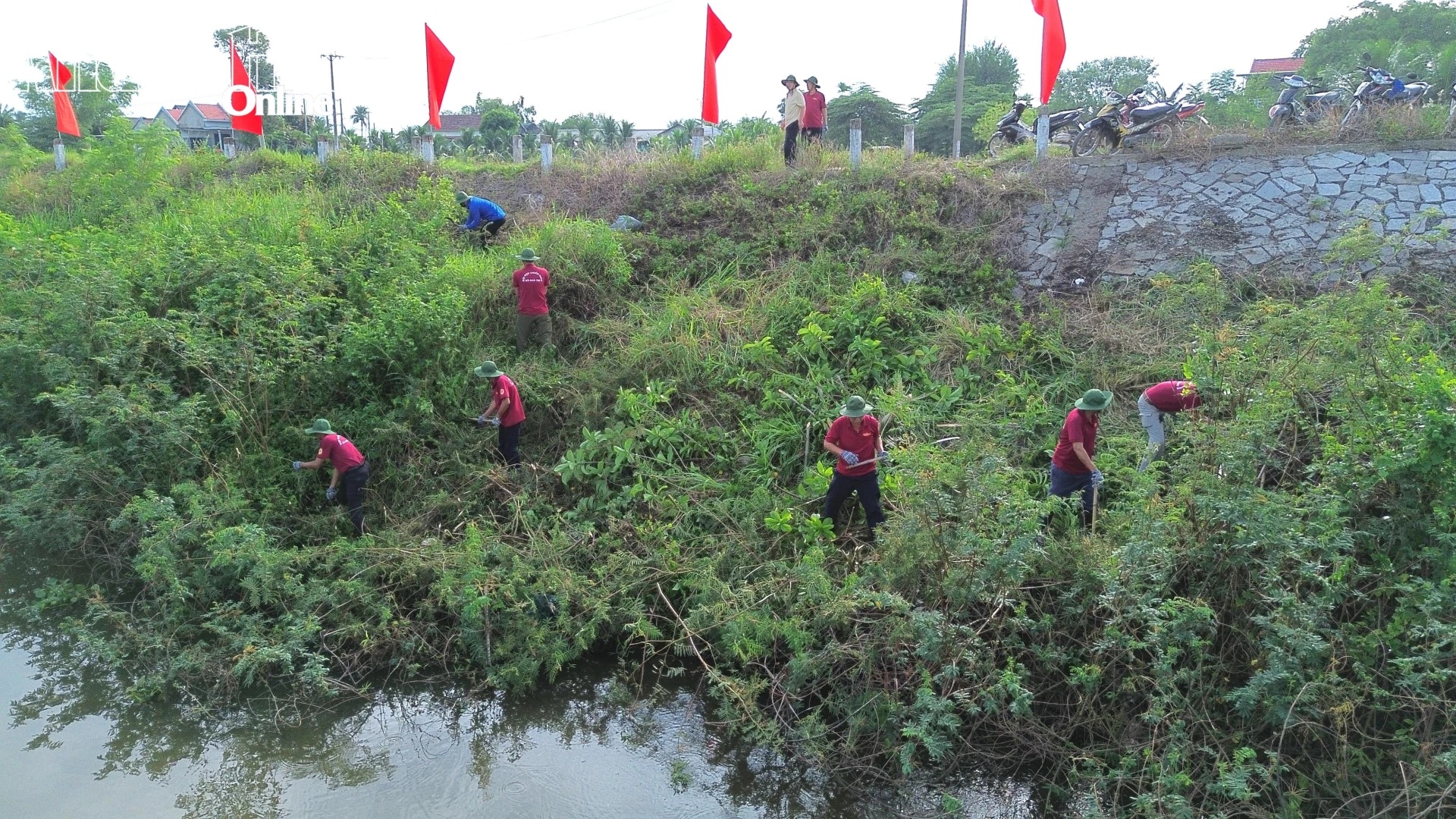 Xã Hòa Trí ra quân phát quang, khơi thông dòng chảy tuyến sông Tân Lâm